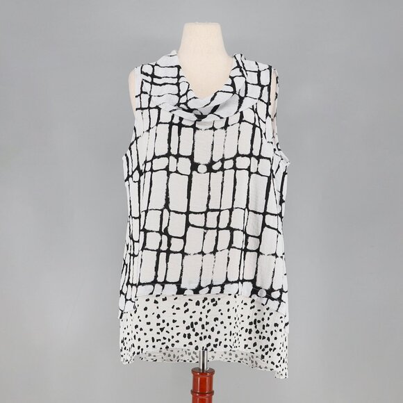 HABITAT Yin Yang Sleeveless High-Low Tunic Top Black/White Confetti Size XL - Picture 2 of 8